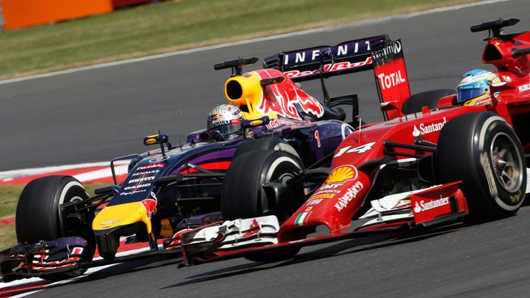 Scrap: Fernando Alonso and Sebastian Vettel
