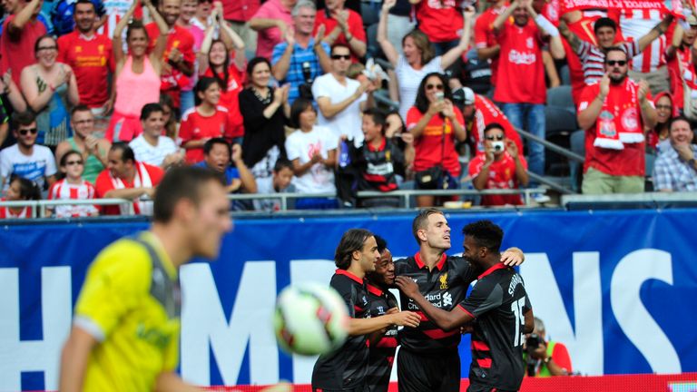 Raheem Sterling: Liverpool celebrate his goal