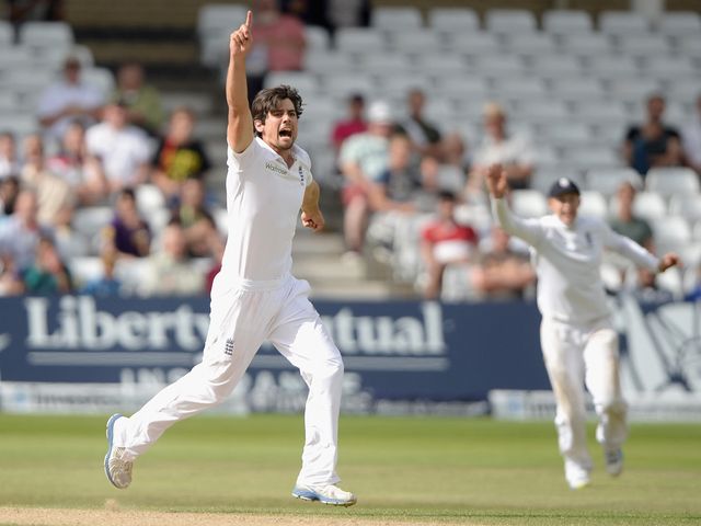 Alastair Cook celebrates his wicket at Trent Bridge