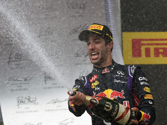 Red Bull's Daniel Ricciardo sprays the champagne in Hungary