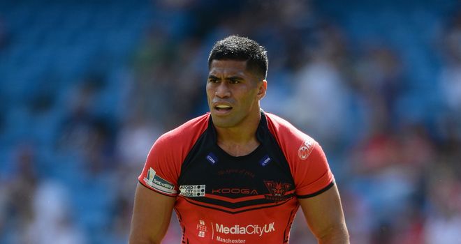 Salford's Lama Tasi is facing a two or three-match ban following his sending off