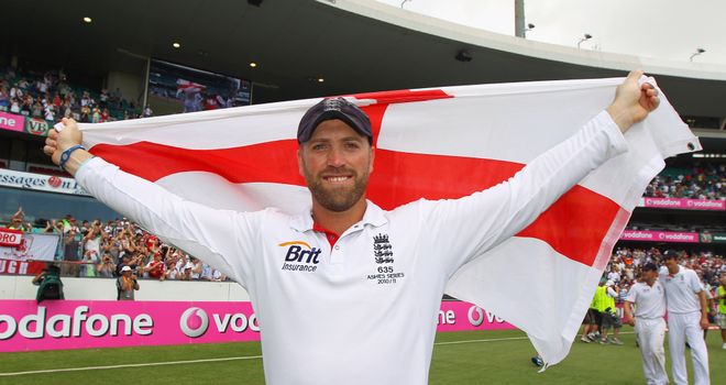 Matt Prior celebrates England's 3-1 Ashes win Down Under