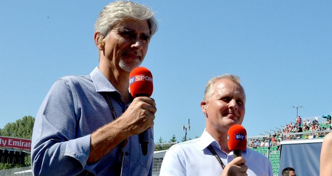 Sky F1's Damon Hill and Johnny Herbert
