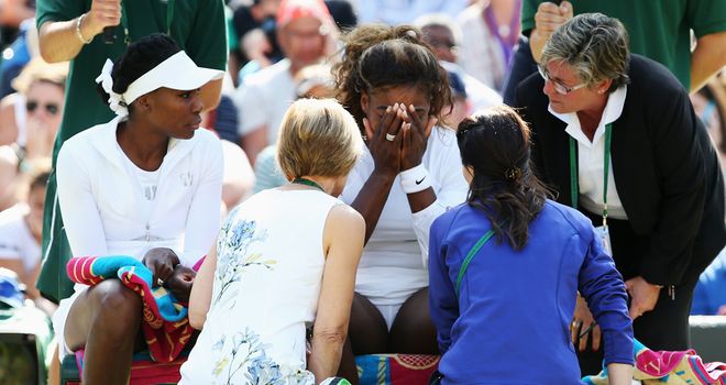 Serena Williams (C): Managed just three games before pulling out of doubles clash