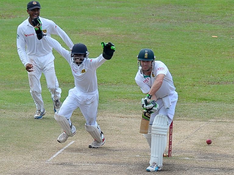 South Africa's AB de Villiers is dismissed in Colombo