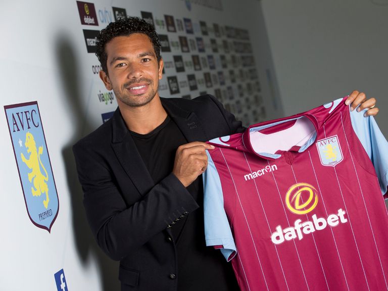 Kieran Richardson poses with his Aston Villa shirt