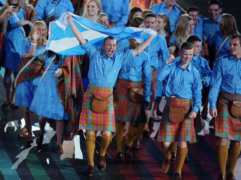 The Scotland team arrives at Celtic Park