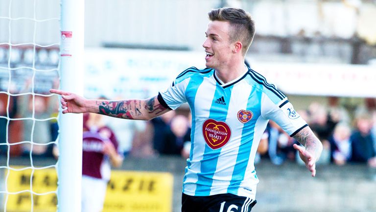 Gary Oliver opens the scoring for Hearts against Stenhousemuir