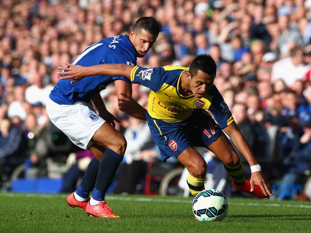 Alexis Sanchez tries to find space