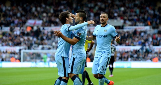 Sergio Aguero goal celeb, Newcastle United v Manchester City, Premier League