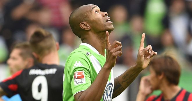 Wolfsburg defender Naldo celebrates after giving his side the lead