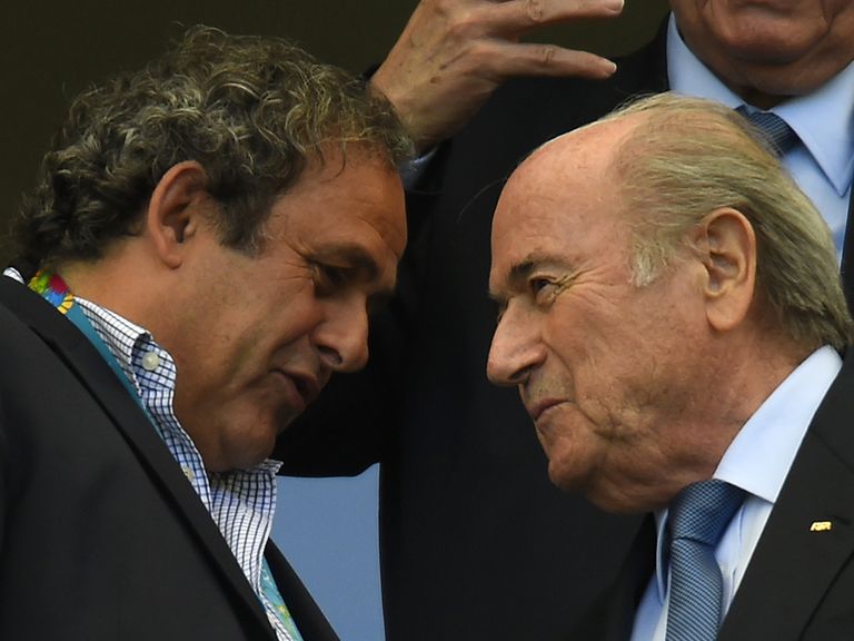 Platini (l) and Blatter will not go head to head in a FIFA election