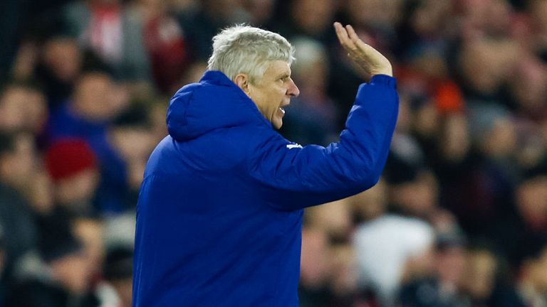 A frustrated Arsene Wenger on the touchline at St Mary's