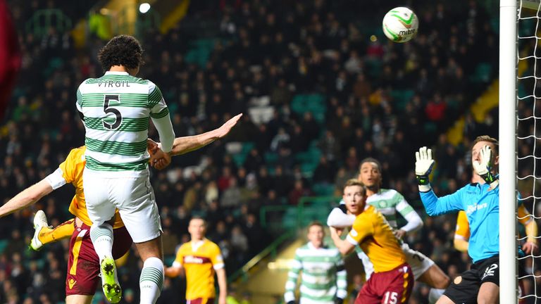 Virgil van Dijk heads Celtic in front against Motherwell