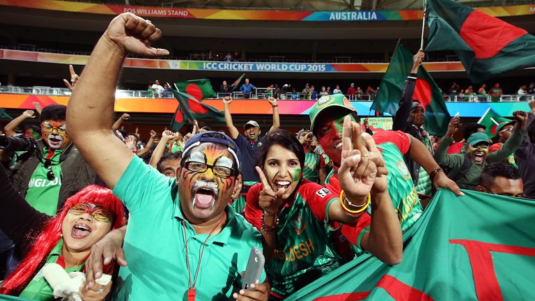 Bangladesh supporters celebrating their win over England at the 2015 Cricket World Cup