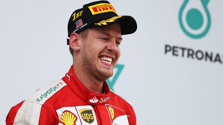 Sebastian Vettel recorded his first win for Ferrari in just his second race