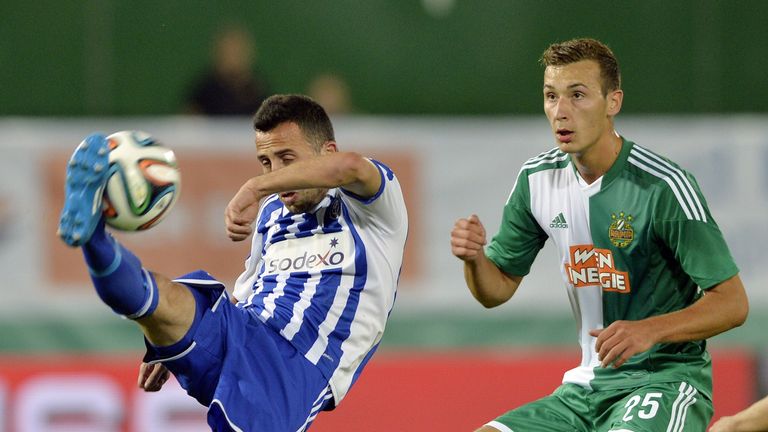 Rapid's Dominik Wydra (R), as they lost their Europa League qualifier at the start of the season