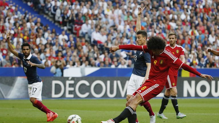 Belgium midfielder Marouane Fellaini scored twice against France in 2015