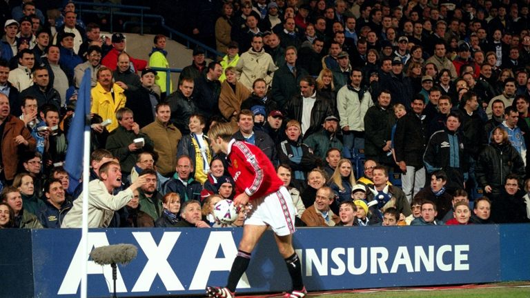 Beckham became the target of abuse from rival supporters in the 1998/99 season