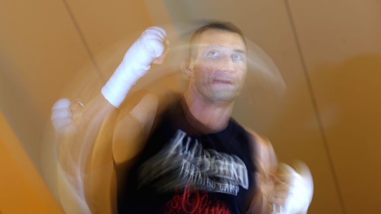 Wladimir Klitschko trains at an open session in Austria ahead of the Tyson Fury fight