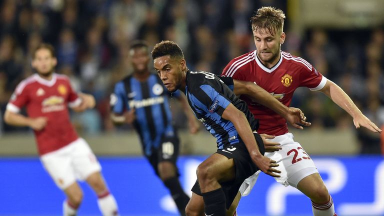 Jean-Charles Castelletto is put under pressure by Luke Shaw