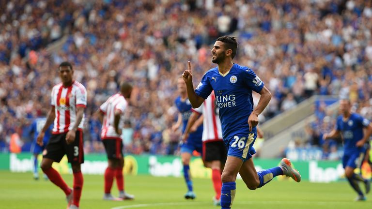Riyad Mahrez scored twice in Leicester's comfortable win
