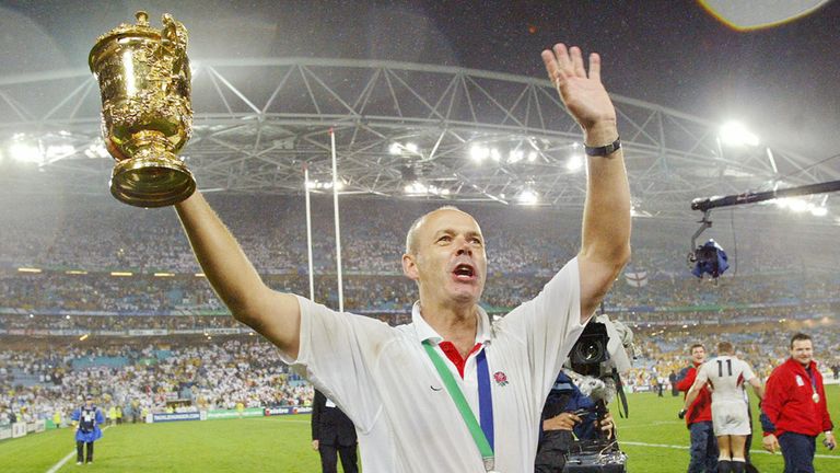 England coach Sir Clive Woodward lifts the World Cup in 2003