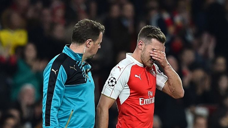 Aaron Ramsey pulled up during Arsenal's 2-0 Champions League win over Bayern Munich on Tuesday