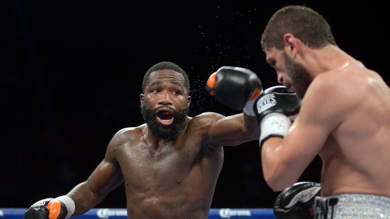 Adrien Broner (L) has called out Theophane for his first defence