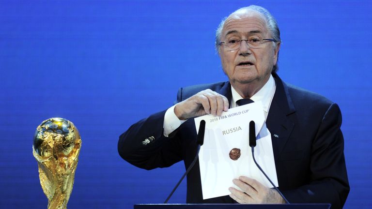 Blatter announcing Russia had won the bid to stage the 2018 World Cup