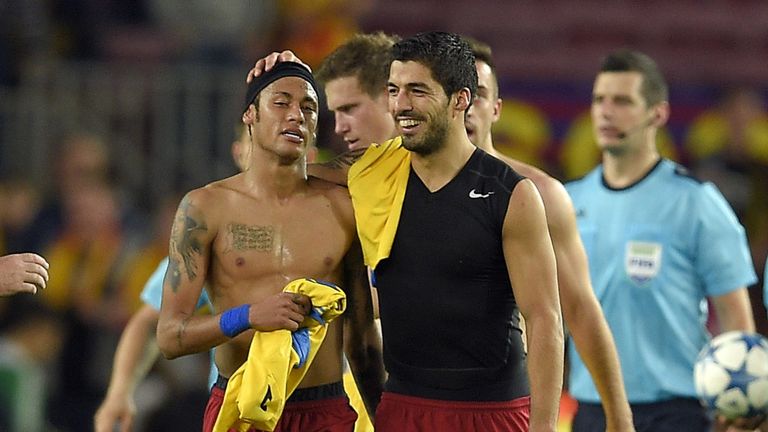 Barcelona team-mates Luis Suarez and Neymar had a bet on the game