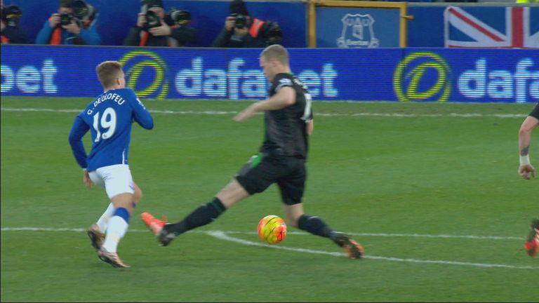 Gerard Deulofeu went to ground, despite Ryan Shawcross making no contact with him 
