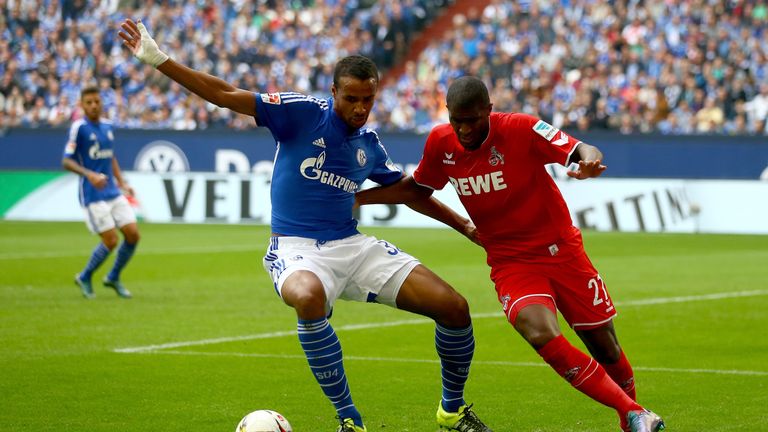 Joel Matip (left) in action for Schalke against Cologne earlier this season