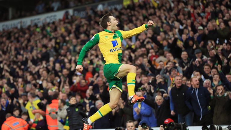 Jonny Howson celebrates after putting Norwich in front