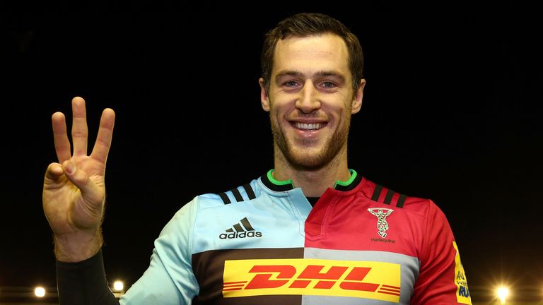 Harlequins wing Tim Visser scored a hat-trick against London Irish