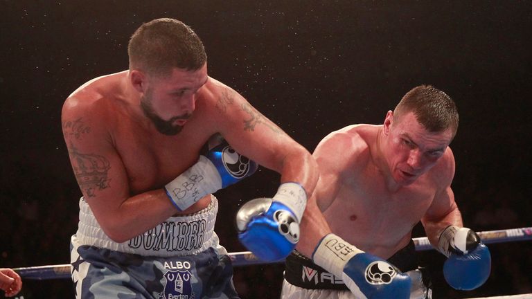 Bellew (left) almost finished the fight in the closing seconds
