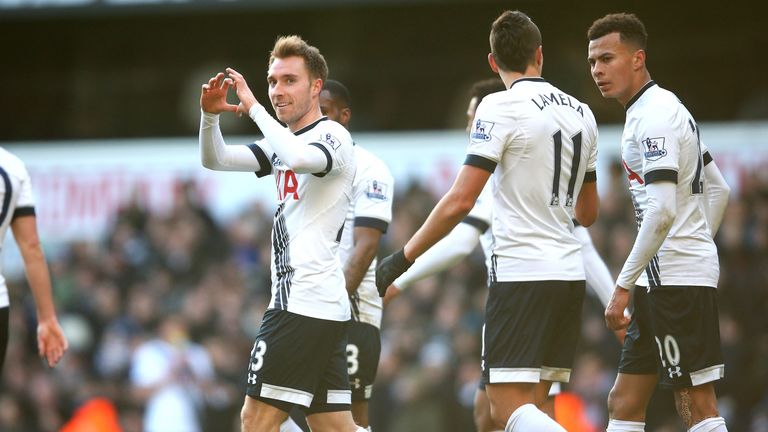 Eriksen was on target twice at White Hart Lane on Saturday