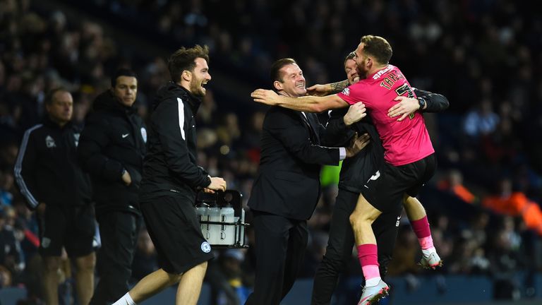 Jon Taylor celebrates his late equaliser at the Hawthorns