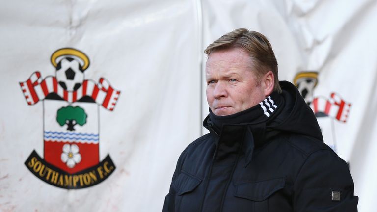 Ronald Koeman looks on prior to the match