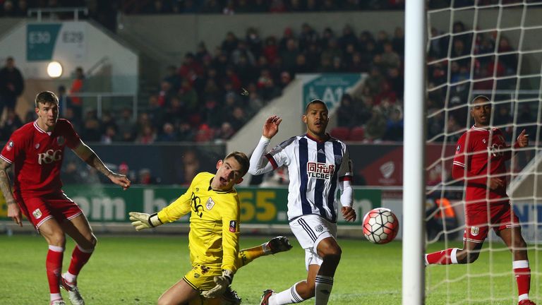 Salomon Rondon scores the only goal of the game at Ashton Gate