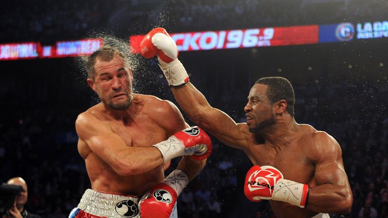 Pascal (right) lands a head shot to Kovalev