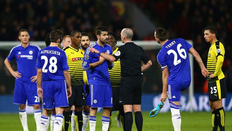 Chelsea's Diego Costa was booked in the goalless draw with Watford