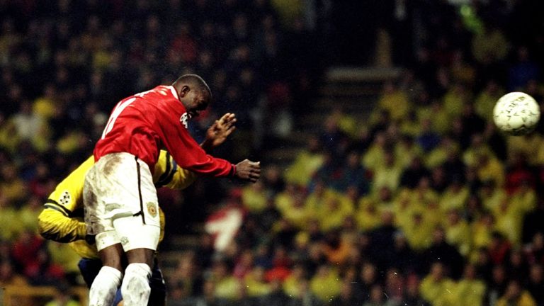 Dwight Yorke was on target as United beat Brondby 6-2 in 1999