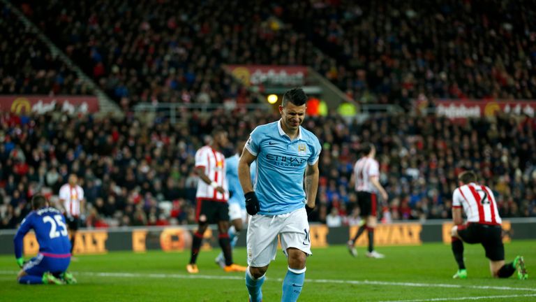 Sergio Aguero picked up a knock in the process of scoring