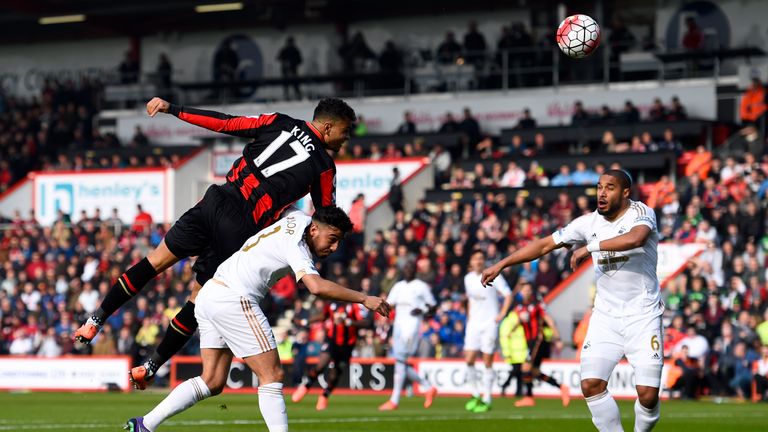 Josh King (left) was a constant threat to the Swansea backline