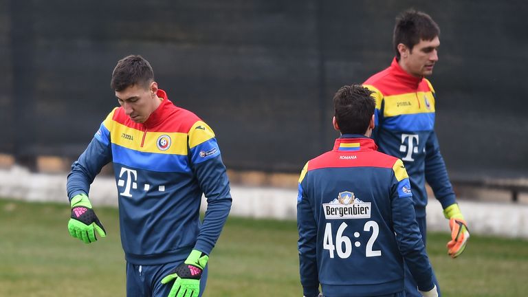 Romania have picked Sunderland goalkeeper Costel Pantilimon (l) in their squad