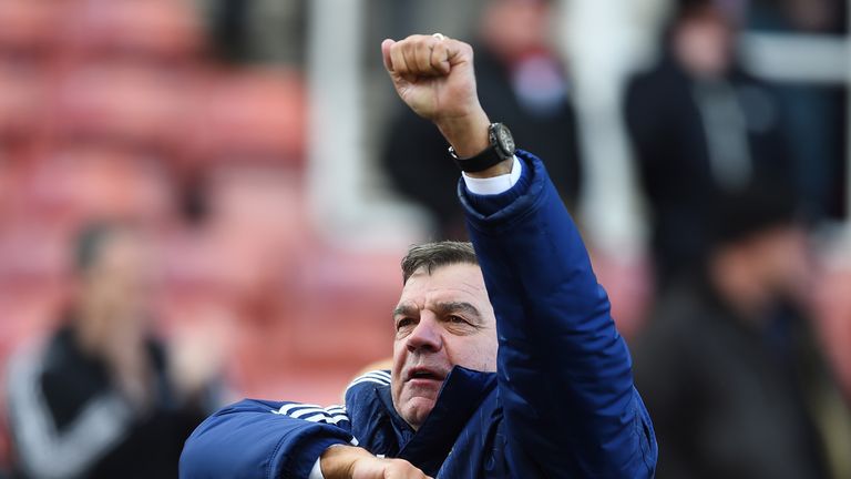 Sam Allardyce celebrates victory over Chelsea