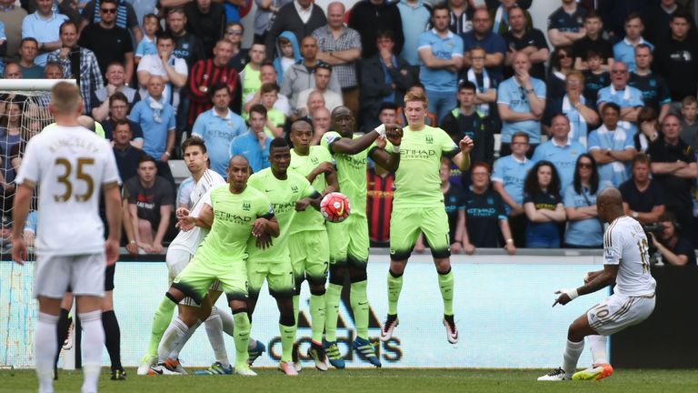 Ayew struck from a free-kick against Manchester City