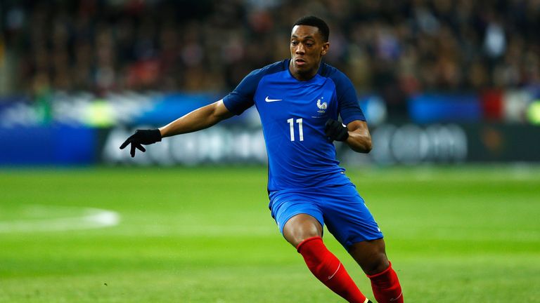 Manchester United forward Anthony Martial has been named in France's 23-man squad