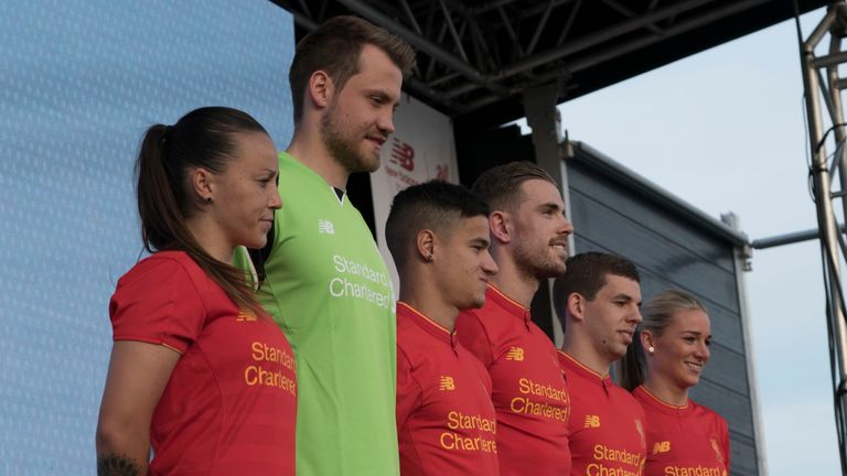 Liverpool and Liverpool Ladies show off the club's 2016-17 kit - image courtesy LFC